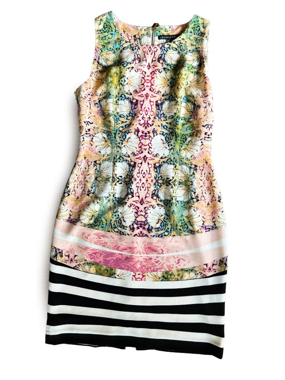 Ivanka Trump Sleeveless Pink Black Pencil Dress M
